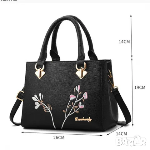 Дамска чанта Flowers Black, снимка 5 - Чанти - 47924939