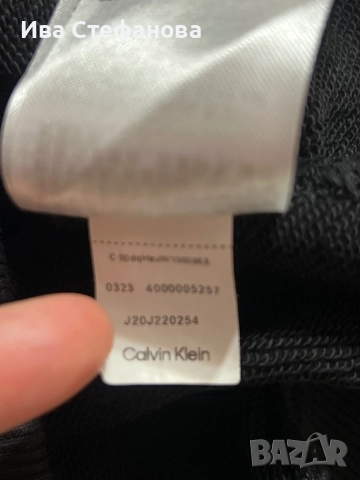 Дамски  черен памучен ватиран оригинален суичър суитшърт черен Calvin Klein качулка  памук памучен, снимка 7 - Суичъри - 51782032