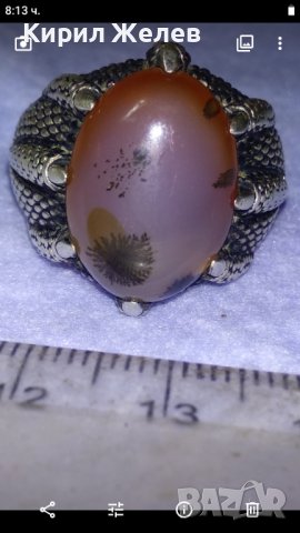 РАЗКОШЕН СКЪПОЦЕНЕН СРЕБЪРЕН ПРЪСТЕН ЛАКИРАНО СРЕБРО 925 ТУРЦИЯ с ОГРОМЕН РЯДЪК ДЕНДРИТОВ АХАТ 40647, снимка 13 - Пръстени - 42657166