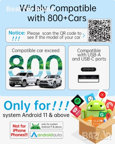 Безжичен адаптер за Android Auto , снимка 3 - Друга електроника - 53056096