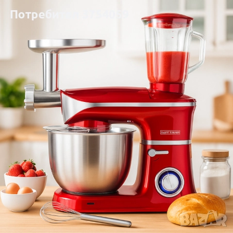 Кухненски робот 3 в 1 Royalty Line RL-PKM1900.7BG - 1900W, 6.5L купа, 1.5L блендер, снимка 5 - Кухненски роботи - 52381725