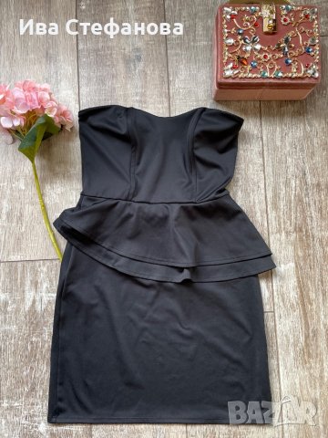 Мини черна тип бюстие  елегантна коктейлна парти рокля пеплум , снимка 9 - Рокли - 37274592