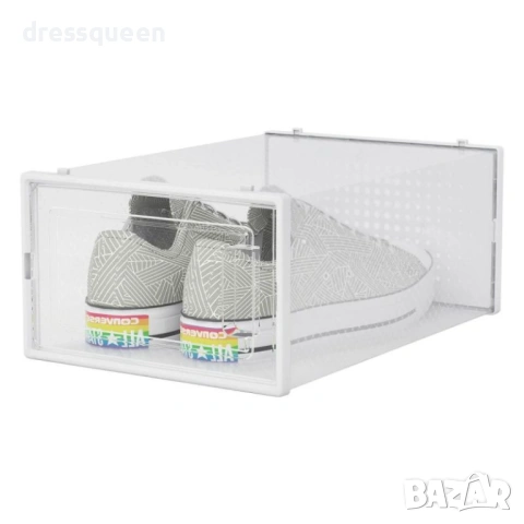 1232592 Прозрачна пластмасова кутия за обувки – Сгъваем органайзер за гардероб, снимка 2 - Други стоки за дома - 53637494