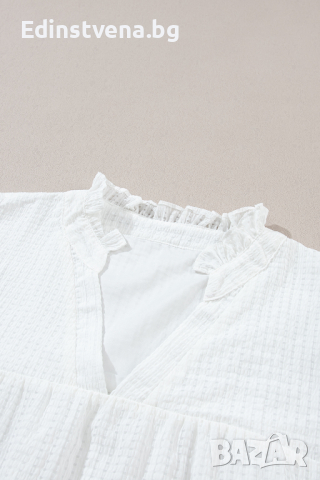 Дамска блуза в бяло с къси бухнали ръкави и бродерия с флорален мотив, снимка 8 - Други - 44741244
