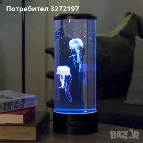 LED нощна лампа - аквариум с две синтетични медузи,пет цвята, снимка 8 - Настолни лампи - 42499543