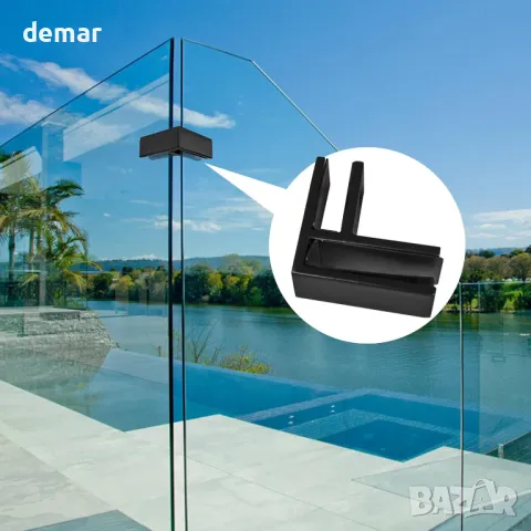 Cokritsm 4 броя скоби за парапет от стъкло към стъкло 10-12 mm, неръждаема стомана 304, 90 градуса, снимка 7 - Други стоки за дома - 49546603