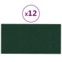 vidaXL Стенни панели, 12 бр, тъмнозелени, 30x15 см, плат, 0,54 м²(SKU:343765