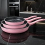 Комплект тигани Cheffinger розово с мраморно покритие – 3 части за всяка кухня - розов цвят, снимка 2