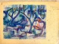 Величко Коларски пейзаж 1971г пастел, снимка 3