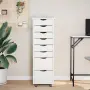 vidaXL Шкаф с чекмеджета на колелца MOSS, бял, бор масив, снимка 3