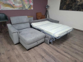 Сив ъглов диван от плат с функция сън и ракла и подвижни облегалки, снимка 8