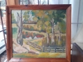 Стара майсторска българска картина масло платно канава рамка, снимка 1