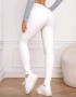 Дамски бели дънки с висока талия, снимка 2