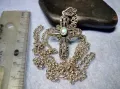 АВТОРСКИ АЖУРЕН СРЕБЪРЕН КРЪСТ СРЕБРО 925 NF с КРАЛСКИ СЕДЕФ МАРКАЗИТИ СРЕБЪРНА ВЕРИЖКА ИТАЛИЯ 41807, снимка 7