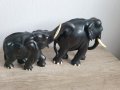 Два слона от масивно абаносово дърво и кост за бивни и нокти, снимка 5