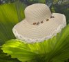 Бежова лятна шапка с голяма периферия G:10423-3