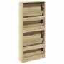 vidaXL Шкаф за обувки 4 нива с огледала, дъб, 63x17x134 cм, снимка 6