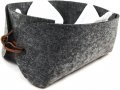 CharmingBoxes кошница за съхранение от филц, памучен плат и кожена каишка20 x 17 x 10 cm НОВА, снимка 6