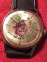 ВОСТОК Стар РУСКИ МЕХАНИЧЕН ВИНТИДЖ ЧАСОВНИК с ФЛОРАЛНА АПЛИКАЦИЯ на ЦИФЕРБЛАТА КОЖЕНА КАИШКА 28075 , снимка 2