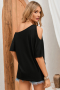 Дамска тениска в черен цвят с голо рамо, снимка 9