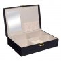 Кутия - органайзер за бижута с ключ, Огледало, Закачалки, Кадифе, Черен, 30 х 20 х 8,8см, снимка 2
