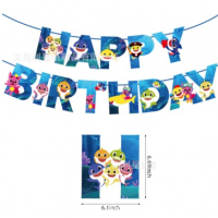 Бебе Акули Baby Shark букви Happy Birthday надпис Банер парти гирлянд декор рожден ден, снимка 2 - Други - 36276315
