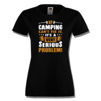 Дамска тениска If Camping Can't Fix It,Изненада,Подарък,Поход,Връх,Хижа, снимка 6 - Тениски - 36373707