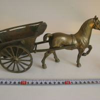 бронзов кон със каруца, снимка 1 - Антикварни и старинни предмети - 36167908