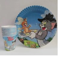 Том и Джери Tom and Jerry 8 бр големи парти чинии чинийки или чаши, снимка 1 - Чинии - 41846203