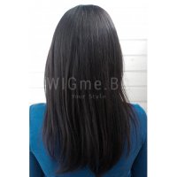 Тъмнокестенява права перука от ЕСТЕСТВЕН косъм с бретон Джоан, снимка 6 - Аксесоари за коса - 39374864