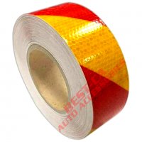 Тиксо 3D ефект светлоотразителна лента жълто и червено 25м Х 5см., снимка 1 - Аксесоари и консумативи - 33777761