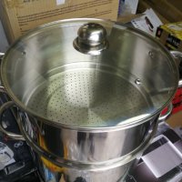 Тенджера от неръждаема стомана 30 см 16 литра за готвена на пара и кускус, снимка 4 - Съдове за готвене - 41429224