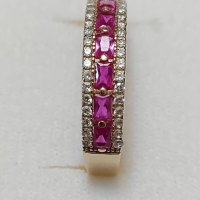 Златен пръстен с естествени рубини и топази, снимка 4 - Пръстени - 41906585