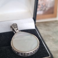 Vintage сребърна висулка със седеф , снимка 7 - Колиета, медальони, синджири - 41921109