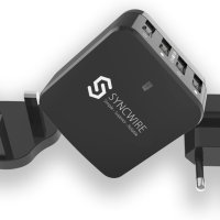 Syncwire USB стенно зарядно щепсел за пътуване - 34W/6.8A 4-портово бързо зарядно устройство с US UK, снимка 4 - Оригинални зарядни - 41557457