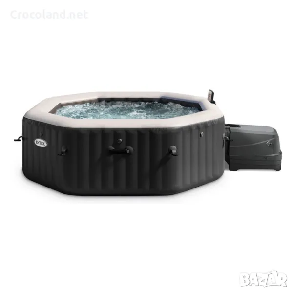 Надуваемо джакузи Intex PureSpa Bubble Deluxe, 4 места, 120 въздушни струи, тъмно сиво, снимка 1