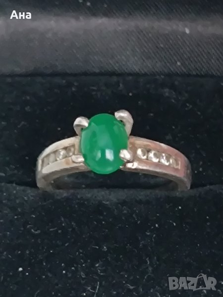  Красив сребърен пръстен със смарагд #Q51, снимка 1