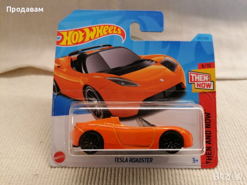 💕🧸Метална количка Hot Wheels, Tesla Roadster, 1:64, оранжева, снимка 1