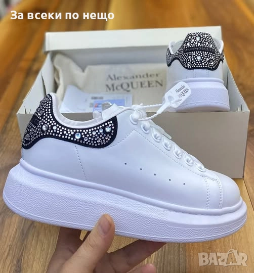 Alexander McQueen Дамски Бели Маратонки С Кристали👟Дамски Спортни Обувки С Камъни Код P1166, снимка 1
