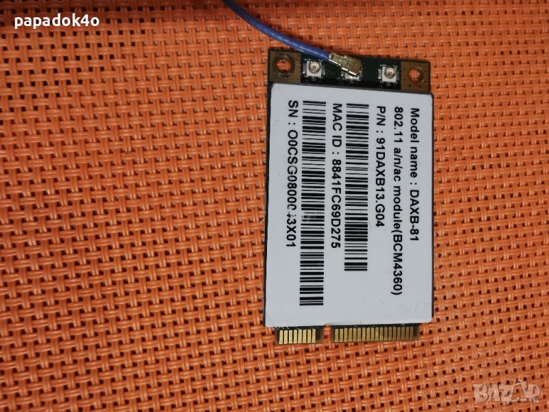 DAXB-81: Wireless 802.11 a/n/ac 5GHz 3x3 PCIe Mini Card., снимка 1