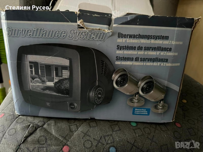 НОВО видео наблюдение surveillance system с 2 камери и тв -цена 100лв    - с кабели 10м (видео и ауд, снимка 1