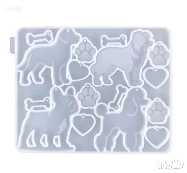 4 кучета куче пудел булдог ротвайлер силиконов молд форма фондан шоколад смола ключодърцател висулка, снимка 1