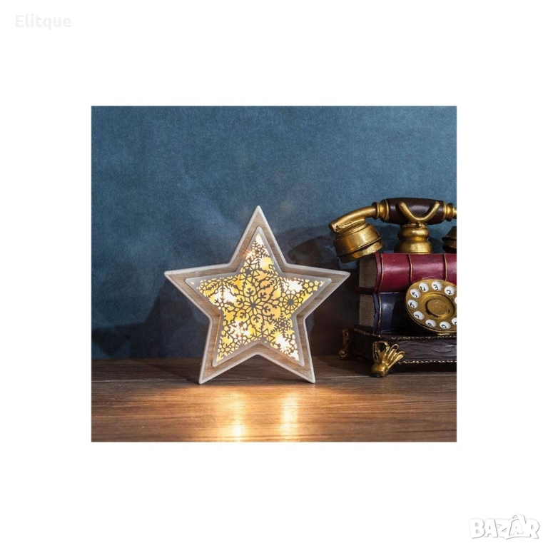 Светеща дървена фигурка, играчка за елха. , снимка 1