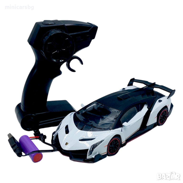 Метална кола Lamborghini 1:24 с дистанционно, звук и светлини, снимка 1