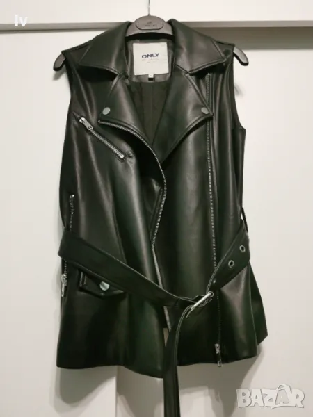 Уникален дамски кожен елек Only, снимка 1