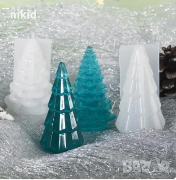 3D Малка елха 2 вида силиконов молд форма калъп фондан гипс шоколад свещ сапун свещи смола, снимка 1