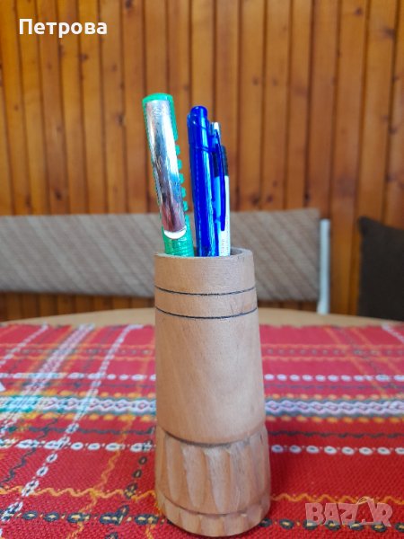 Дървен моливник от времето на соца , снимка 1