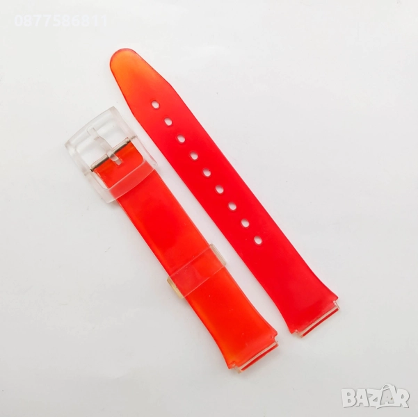 ЧЕРВЕНА СИЛИКОНОВА КАИШКА ЗА ЧАСОВНИК - ГЛАДКА SLIM. ЧЕРВЕНИ СИЛИКОНОВИ КАИШКИ, снимка 1
