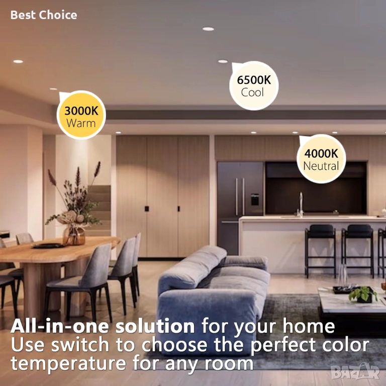 6 броя Димируеми LED Вградени Спот Лампи 8W 800 Лумена, снимка 1