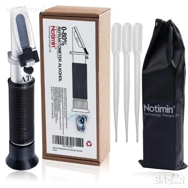 Ръчен рефрактометър Notimin Рефрактометър за алкохол 0-80% алкохол за спиртни напитки НОВ, снимка 1